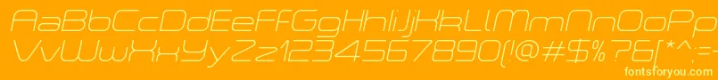 Fonte ASpaceThinItalicDemo – fontes amarelas em um fundo laranja