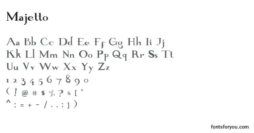 Czcionka Majetto – alfabet, cyfry, specjalne znaki