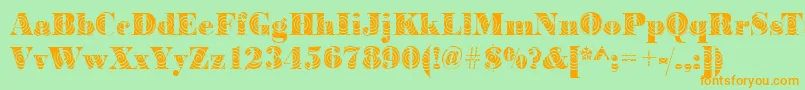 BodoniwindingRegular-Schriftart – Orangefarbene Schriften auf grünem Hintergrund