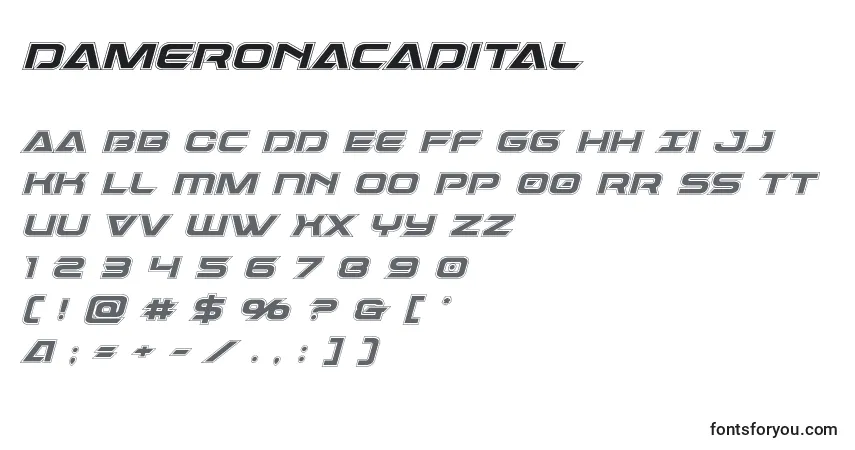 Шрифт Dameronacadital – алфавит, цифры, специальные символы