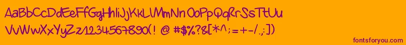Danila-Schriftart – Violette Schriften auf orangefarbenem Hintergrund