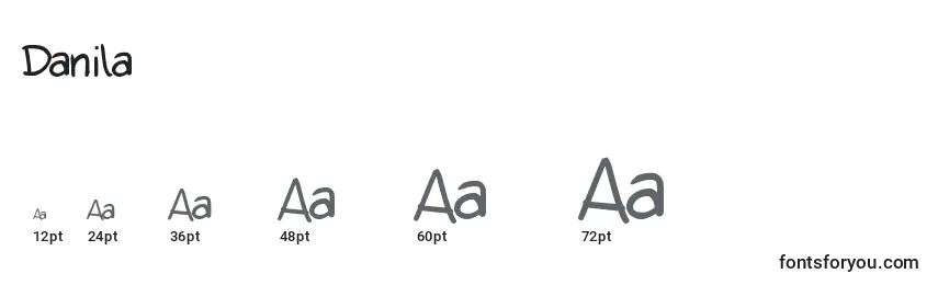 Размеры шрифта Danila