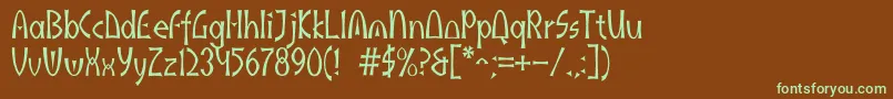 Akaindic-Schriftart – Grüne Schriften auf braunem Hintergrund