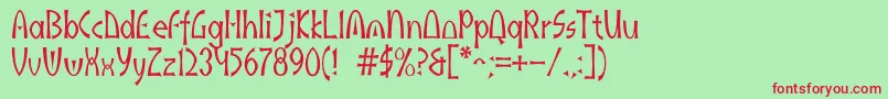 フォントAkaindic – 赤い文字の緑の背景
