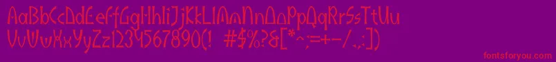 Akaindic-Schriftart – Rote Schriften auf violettem Hintergrund