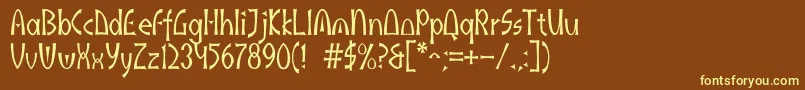Akaindic-fontti – keltaiset fontit ruskealla taustalla