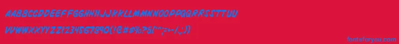 VigilanteNotesCondensed Font – Blue Fonts on Red Background