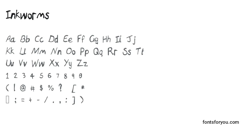 Czcionka Inkworms – alfabet, cyfry, specjalne znaki