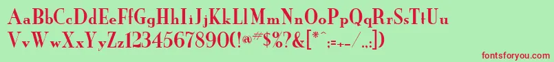 フォントNeworleansRegularDb – 赤い文字の緑の背景