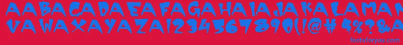 Scary-Schriftart – Blaue Schriften auf rotem Hintergrund