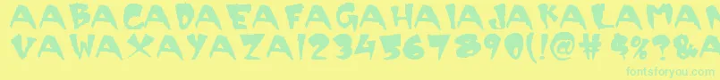 Czcionka Scary – zielone czcionki na żółtym tle