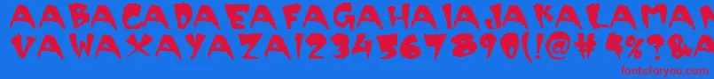 Fonte Scary – fontes vermelhas em um fundo azul