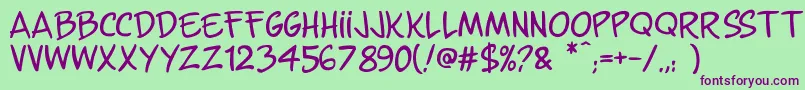 GunsNFlashComix Font – Purple Fonts on Green Background