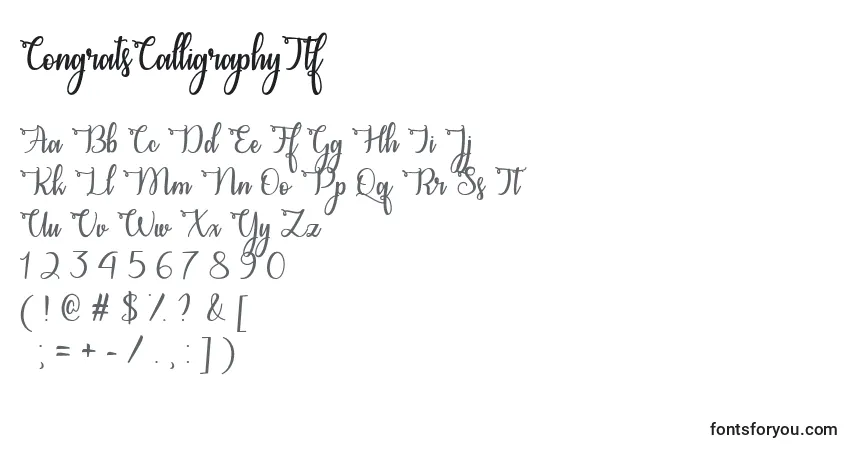 Шрифт CongratsCalligraphyTtf – алфавит, цифры, специальные символы