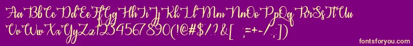 CongratsCalligraphyTtf-Schriftart – Gelbe Schriften auf violettem Hintergrund