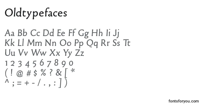 Schriftart Oldtypefaces – Alphabet, Zahlen, spezielle Symbole
