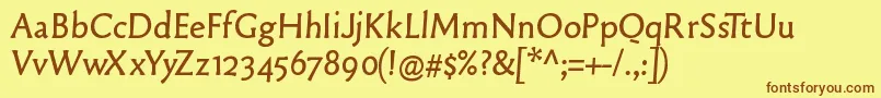 フォントOldtypefaces – 茶色の文字が黄色の背景にあります。