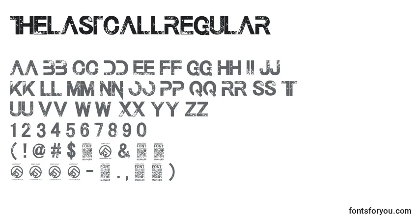 Schriftart ThelastcallRegular – Alphabet, Zahlen, spezielle Symbole