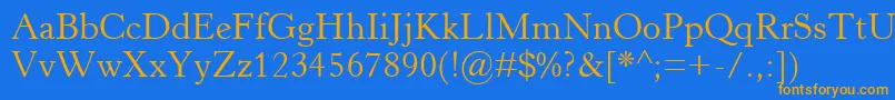 HorleyOsMt Font – Orange Fonts on Blue Background