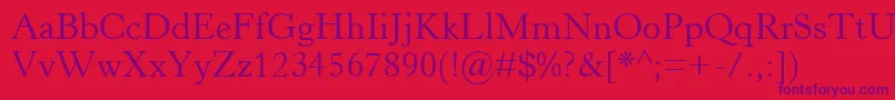 HorleyOsMt Font – Purple Fonts on Red Background