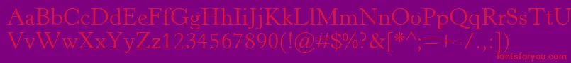 フォントHorleyOsMt – 紫の背景に赤い文字