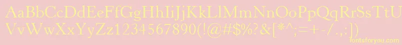 HorleyOsMt-Schriftart – Gelbe Schriften auf rosa Hintergrund