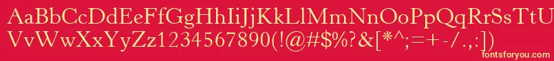 フォントHorleyOsMt – 黄色の文字、赤い背景