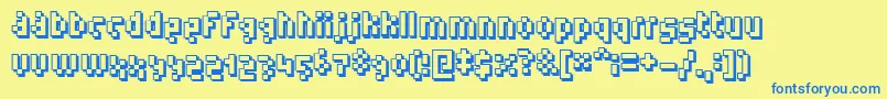 Humanoidstraight-Schriftart – Blaue Schriften auf gelbem Hintergrund