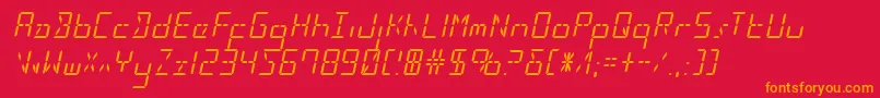 Ledsledital-Schriftart – Orangefarbene Schriften auf rotem Hintergrund