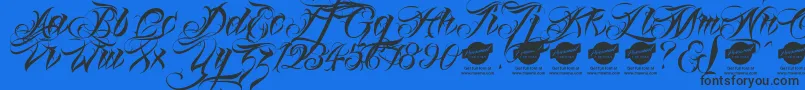 Linascriptaltdemo-Schriftart – Schwarze Schriften auf blauem Hintergrund