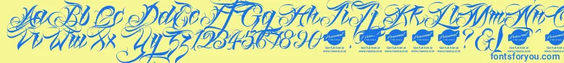 Linascriptaltdemo Font – Blue Fonts on Yellow Background