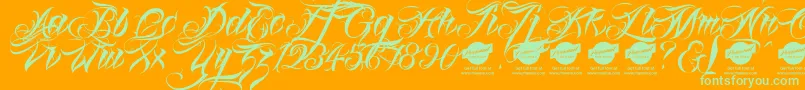 Linascriptaltdemo Font – Green Fonts on Orange Background