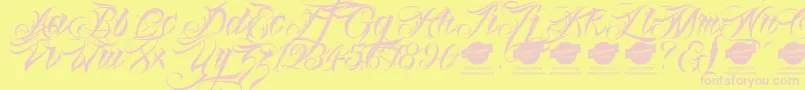 フォントLinascriptaltdemo – ピンクのフォント、黄色の背景
