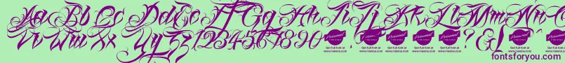 Linascriptaltdemo Font – Purple Fonts on Green Background