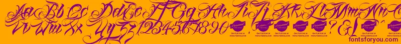 Linascriptaltdemo-Schriftart – Violette Schriften auf orangefarbenem Hintergrund