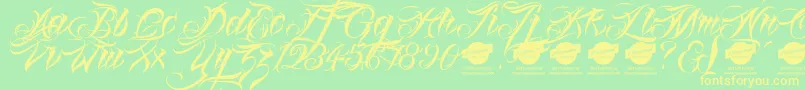 Linascriptaltdemo Font – Yellow Fonts on Green Background