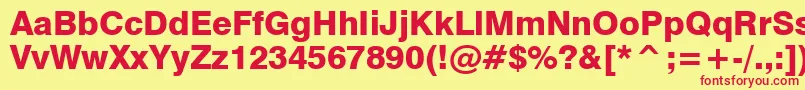 Swiss721HeavyBt Font – Red Fonts on Yellow Background