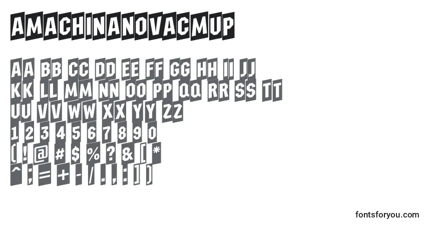 Czcionka AMachinanovacmup – alfabet, cyfry, specjalne znaki