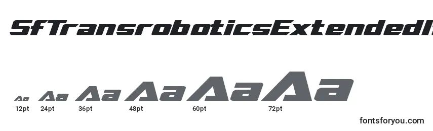 Tamaños de fuente SfTransroboticsExtendedItalic