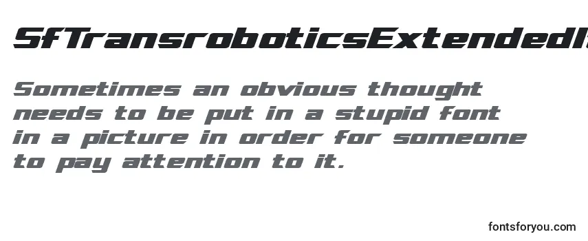 Schriftart SfTransroboticsExtendedItalic