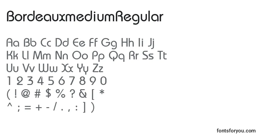 Czcionka BordeauxmediumRegular – alfabet, cyfry, specjalne znaki