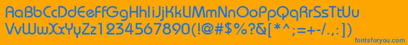 BordeauxmediumRegular-Schriftart – Blaue Schriften auf orangefarbenem Hintergrund