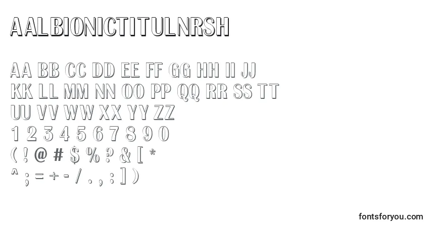 A fonte AAlbionictitulnrsh – alfabeto, números, caracteres especiais