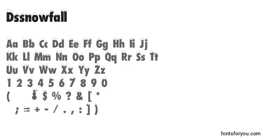 Dssnowfall Font – alphabet, numbers, special characters