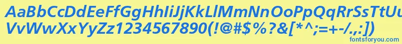 FrutigerLt66BoldItalic Font – Blue Fonts on Yellow Background