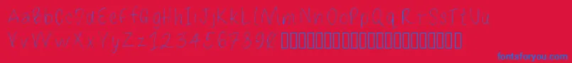 Loulousscribble Font – Blue Fonts on Red Background