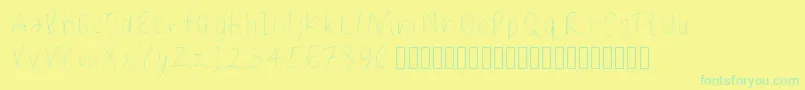 フォントLoulousscribble – 黄色い背景に緑の文字