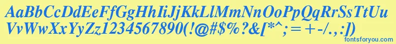 TimesCgAttBoldItalic Font – Blue Fonts on Yellow Background
