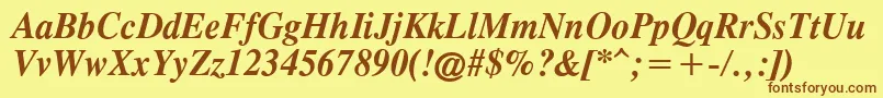 TimesCgAttBoldItalic Font – Brown Fonts on Yellow Background