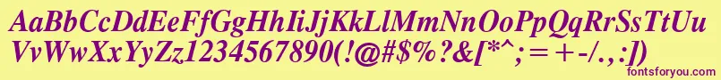 TimesCgAttBoldItalic Font – Purple Fonts on Yellow Background